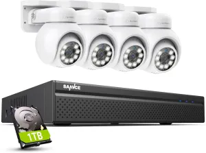 SANNCE PoE NVR 4K 8 Channel, 8MP CCTV Security Camera System with 8pcs 4K 8MP PoE IP Dome Camera IP Security Camera Outdoor Night Vision 100ft Waterproof IP66 Indoor Wide Angle 2.8mm 24/7 Recording