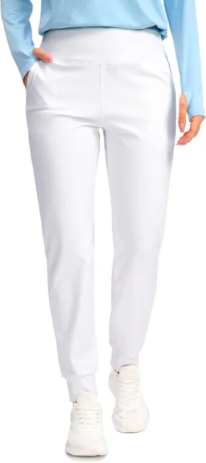 SANTINY Women's Fleece Lined Joggers Water Resistant High Waisted Thermal Sweatpants Winter Pants Hiking Running Pockets