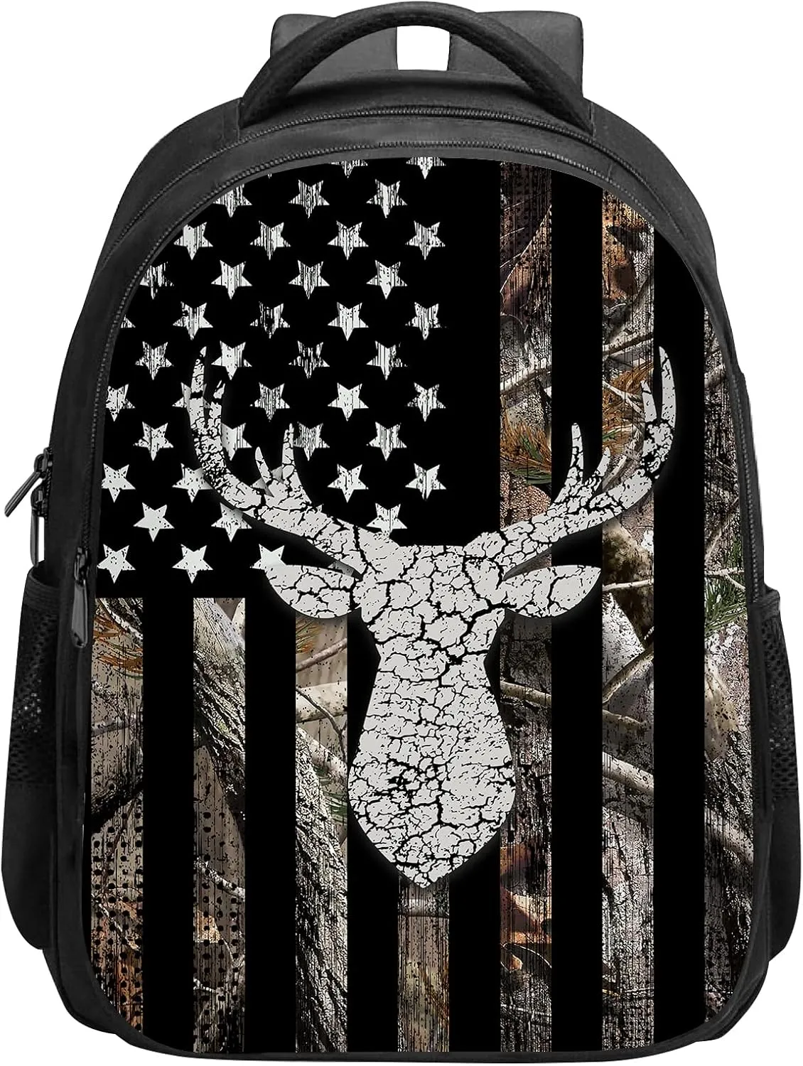 SARA NELL Kids Deer School Backpack for Boys Girls,Hunting Camo Deer School Bags Bookbags with 2 Main Compartment, Primary Elementary Student Backpack, 15.7 Inches