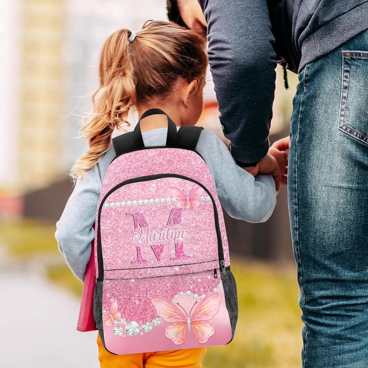 School Backpack Custom Kids Backpack with Lunch Bag Box Personalized Name School Bag Back to School Gifts for Daughter Casual Unisex School Bags Customized Backpack for School Season
