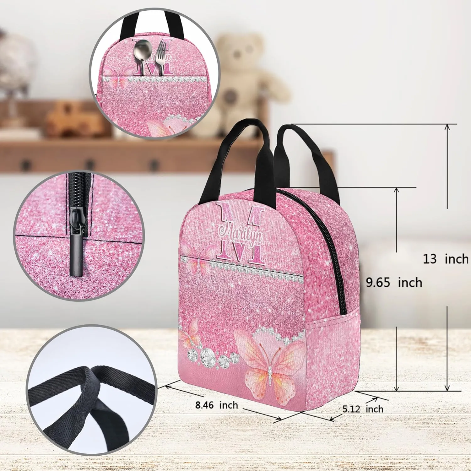 School Backpack Custom Kids Backpack with Lunch Bag Box Personalized Name School Bag Back to School Gifts for Daughter Casual Unisex School Bags Customized Backpack for School Season