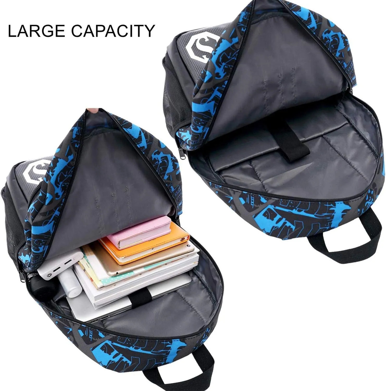 School Backpack for Boys, 14 Inch Laptop Backpack with USB Charging Port, Anti-theft Lock, Lunch Bag & Pencil Case, Lightweight Water Resistant Bookbag Daypack