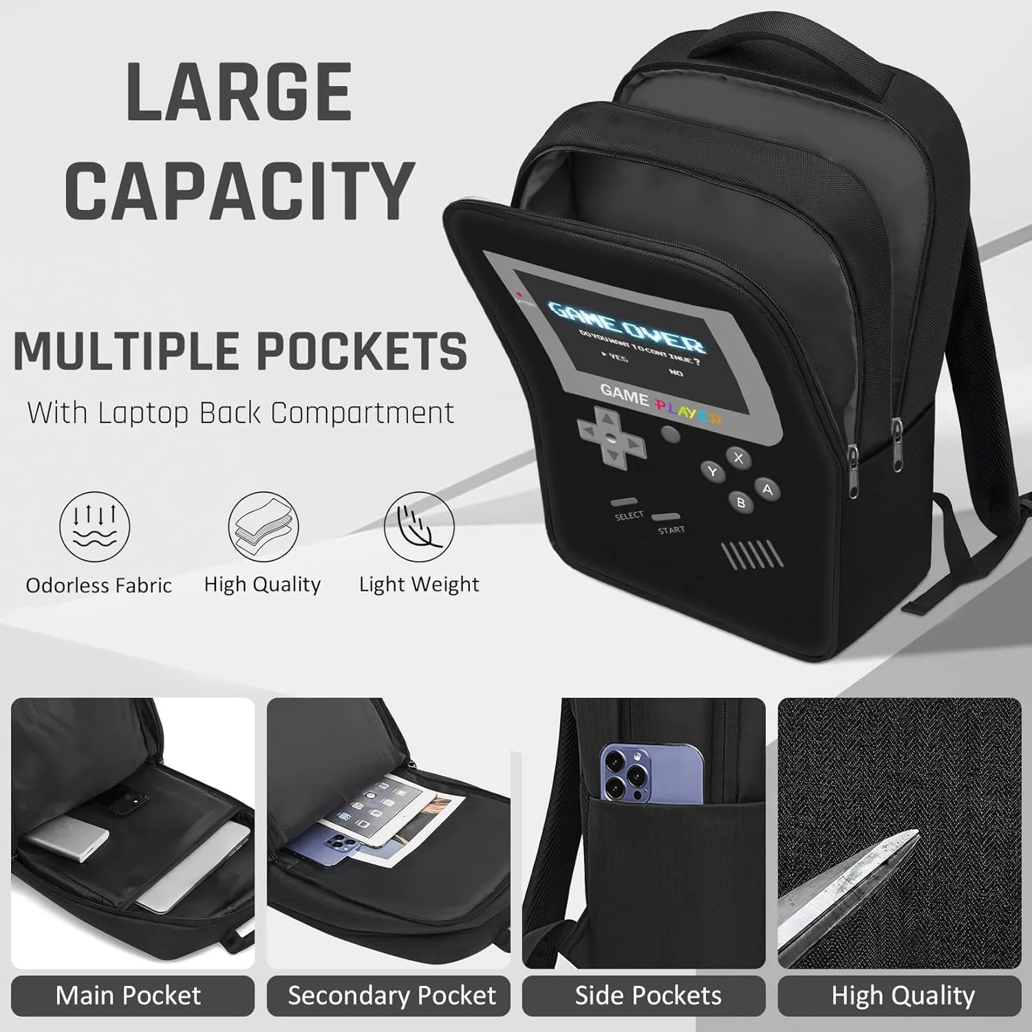 School Backpack for Boys,3pcs Gamer Boys Backpack with Lunch Box Set for Kids Children Teens Elementary Middle School,17" Large Capacity Student Bookbag & Multifunctional Video Game Travel Bag