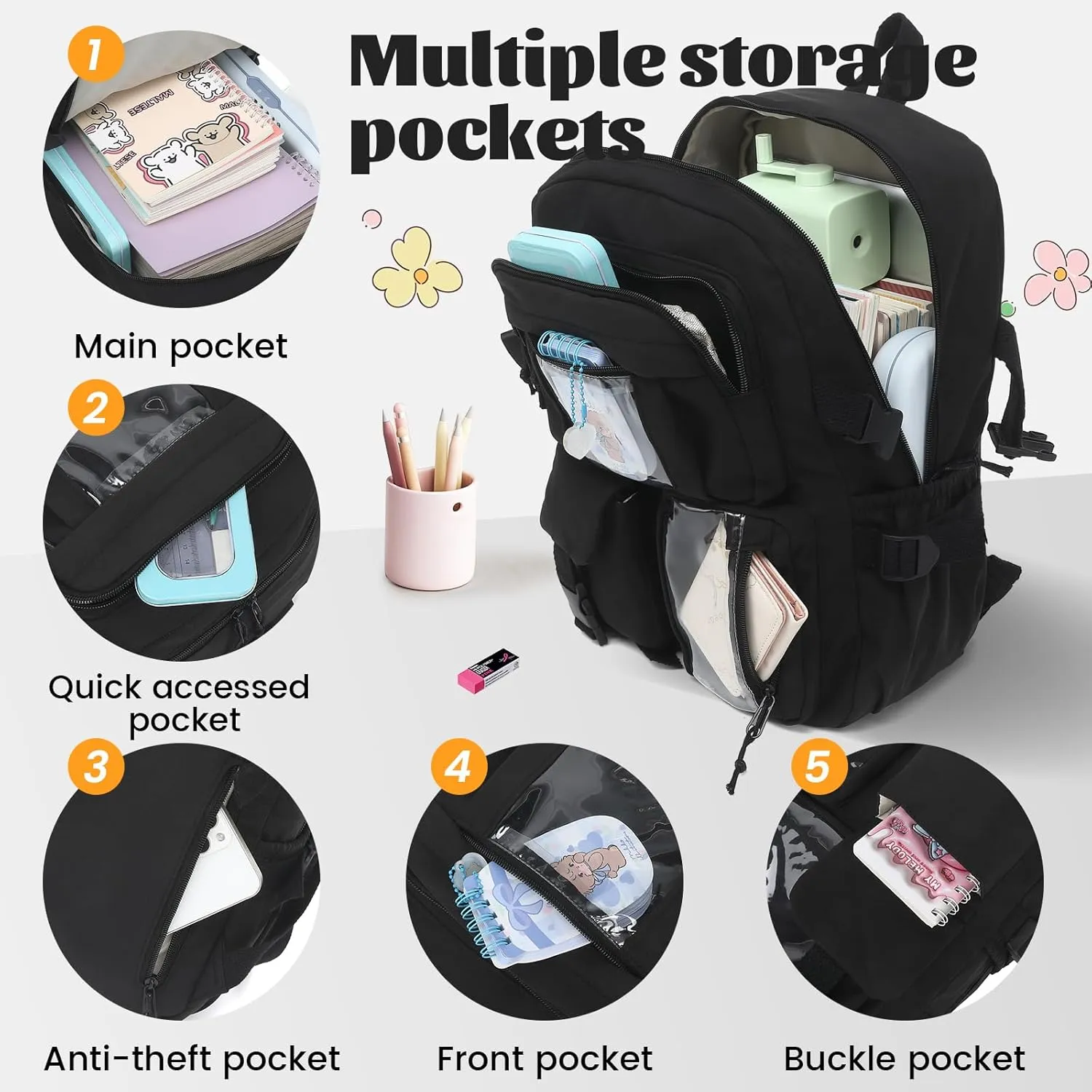 School Backpack for Girls Teen, Middle School Bookbags Elementary High School, Cute Kids Backpack, Laptop Backpack For College Women Middle High School Teen Girls Bookbag Travel Daypack