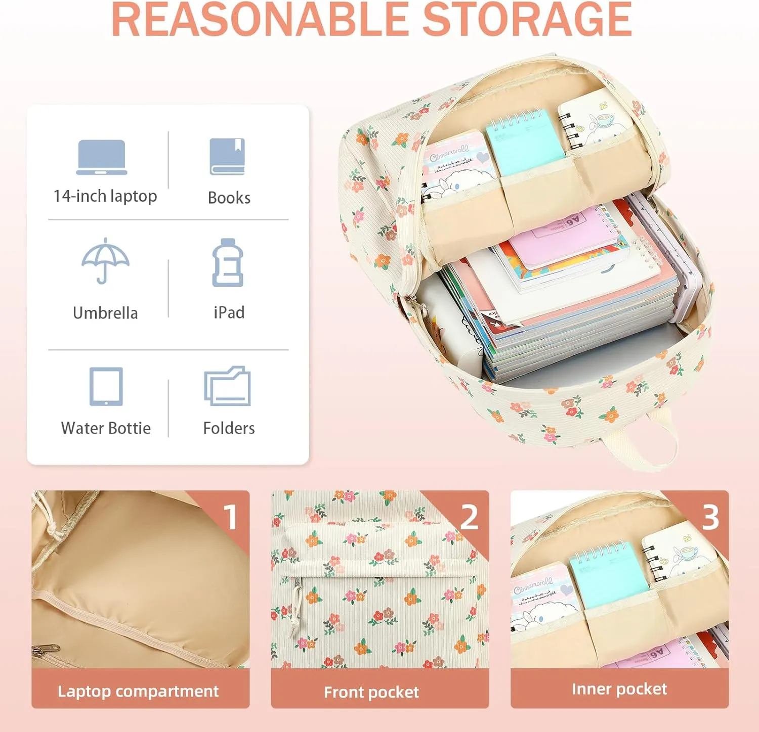 School Backpack Teen Girls Lightweight Bookbags Elementary Middle School College Back Pack Women Laptop Casual Daypacks