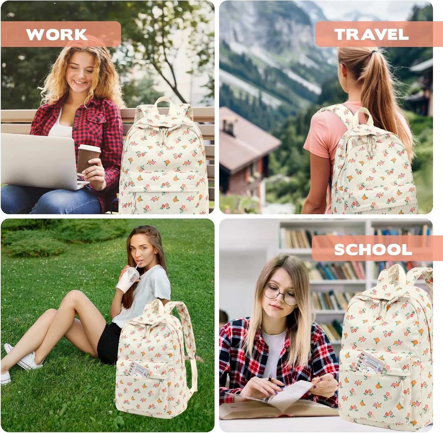 School Backpack Teen Girls Lightweight Bookbags Elementary Middle School College Back Pack Women Laptop Casual Daypacks