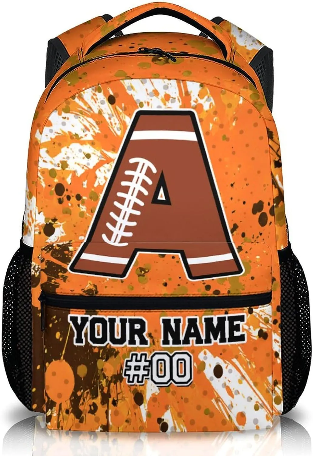 School Backpacks for Kids, Custom Football Backpack for Boys Girls, Personalized Name Pink Bookbag for Students Children, 17 Inch School Bag with Shoulder for Primary Middle School