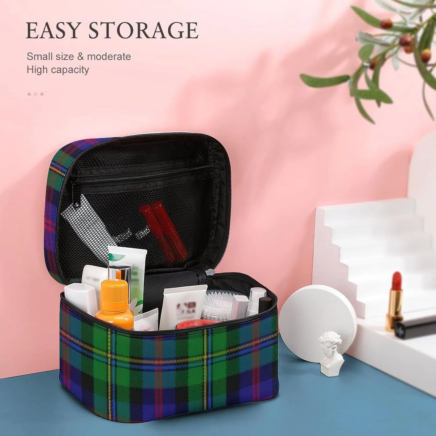 Scottish Clan Rose Hunting Tartan Plaid Large Capacity Soft And High-value Practical Makeup And Wash Bag