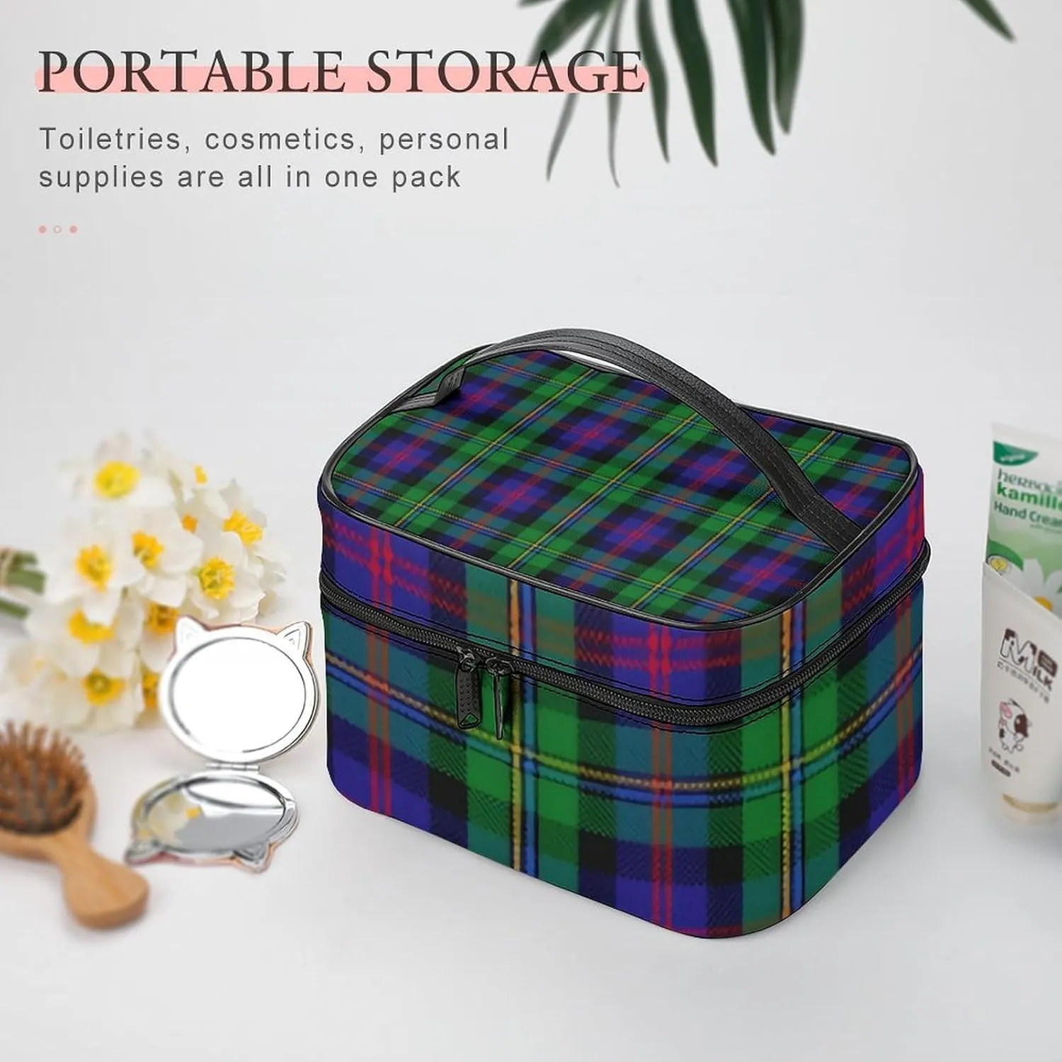 Scottish Clan Rose Hunting Tartan Plaid Large Capacity Soft And High-value Practical Makeup And Wash Bag