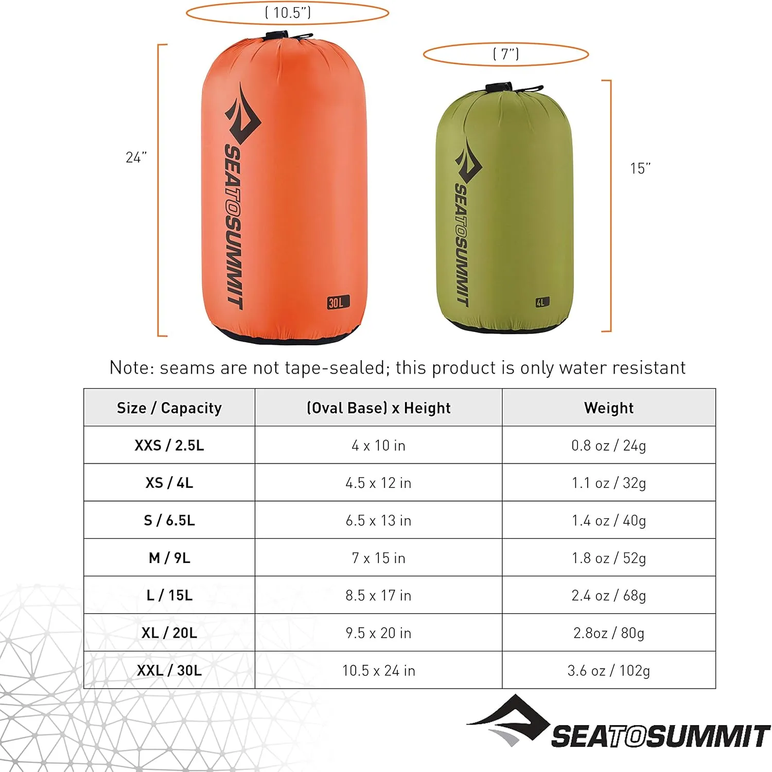 Sea to Summit Nylon Stuff Sack, Durable Outdoor and Travel Storage