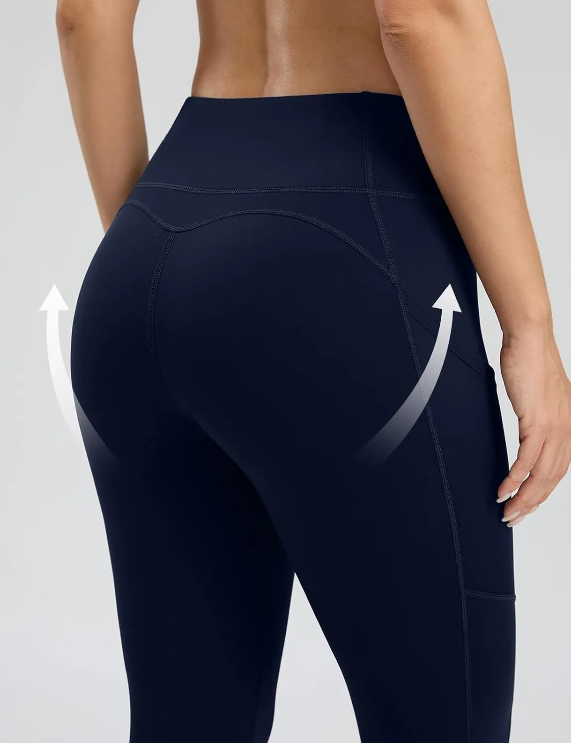 Seamaid Women's Fleece Lined Leggings 27" Water Resistant Thermal Winter Running Hiking Pants with Pockets High Waisted
