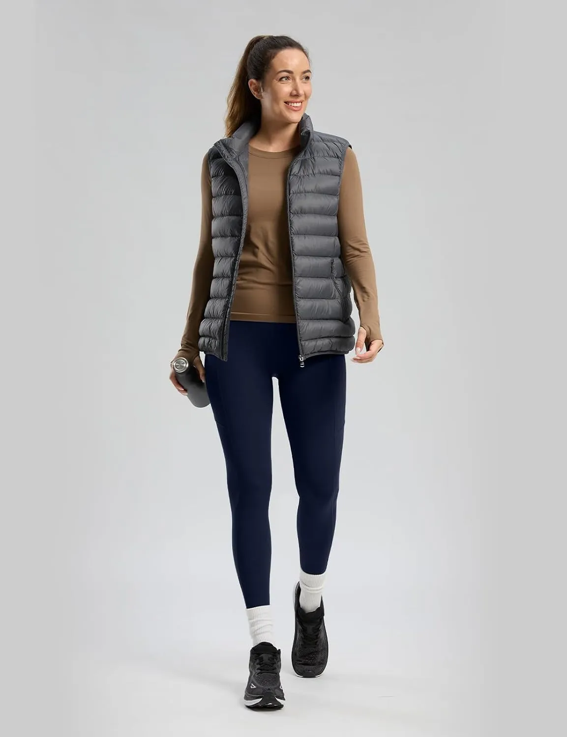 Seamaid Women's Fleece Lined Leggings 27" Water Resistant Thermal Winter Running Hiking Pants with Pockets High Waisted