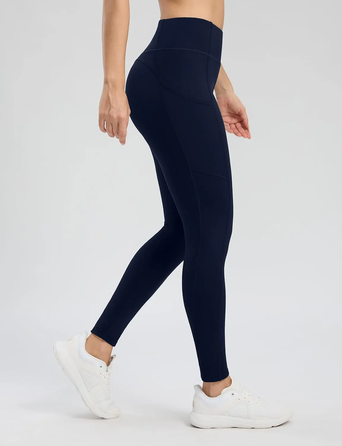 Seamaid Women's Fleece Lined Leggings 27" Water Resistant Thermal Winter Running Hiking Pants with Pockets High Waisted