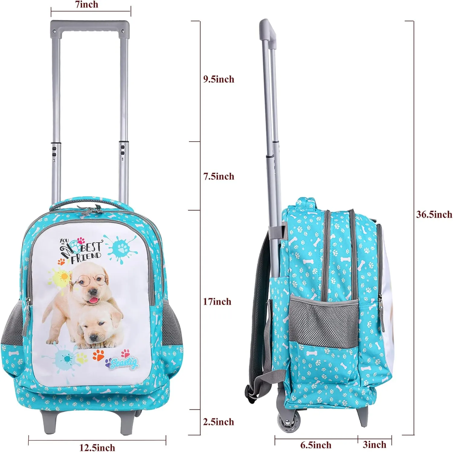 Seastig Kids Wheeled Backpack - 18in Double Handle with Wheels