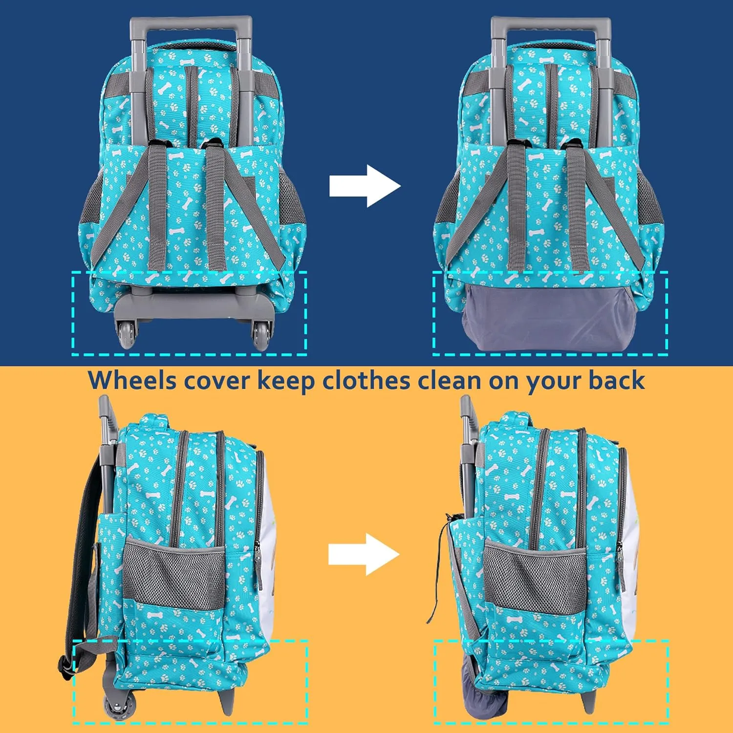 Seastig Kids Wheeled Backpack - 18in Double Handle with Wheels