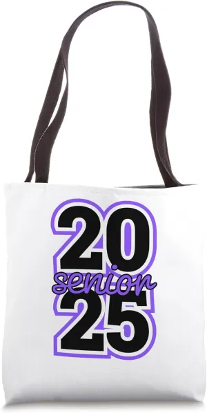 Senior Class 2025 School Colors Purple Black High School Tote Bag