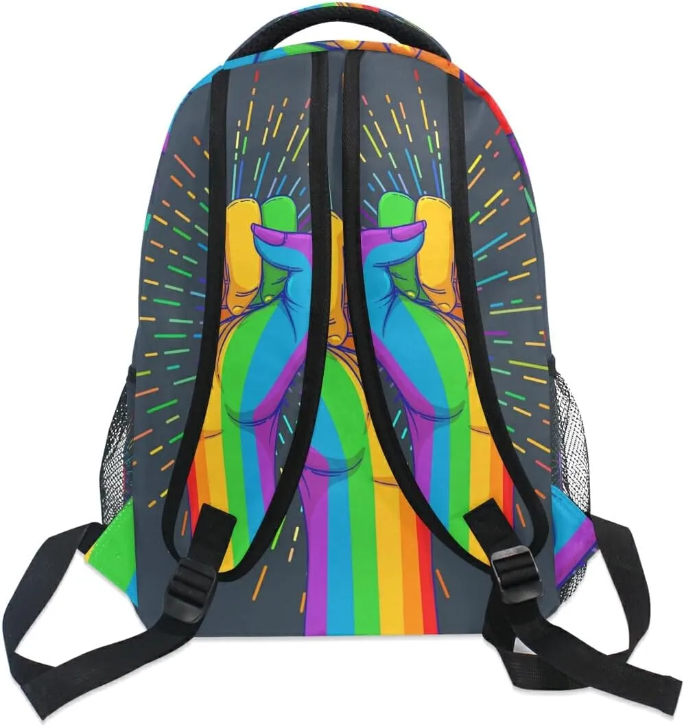 senya School Backpack Rainbow Fist Pride Teens Girls Boys Schoolbag Travel Bag