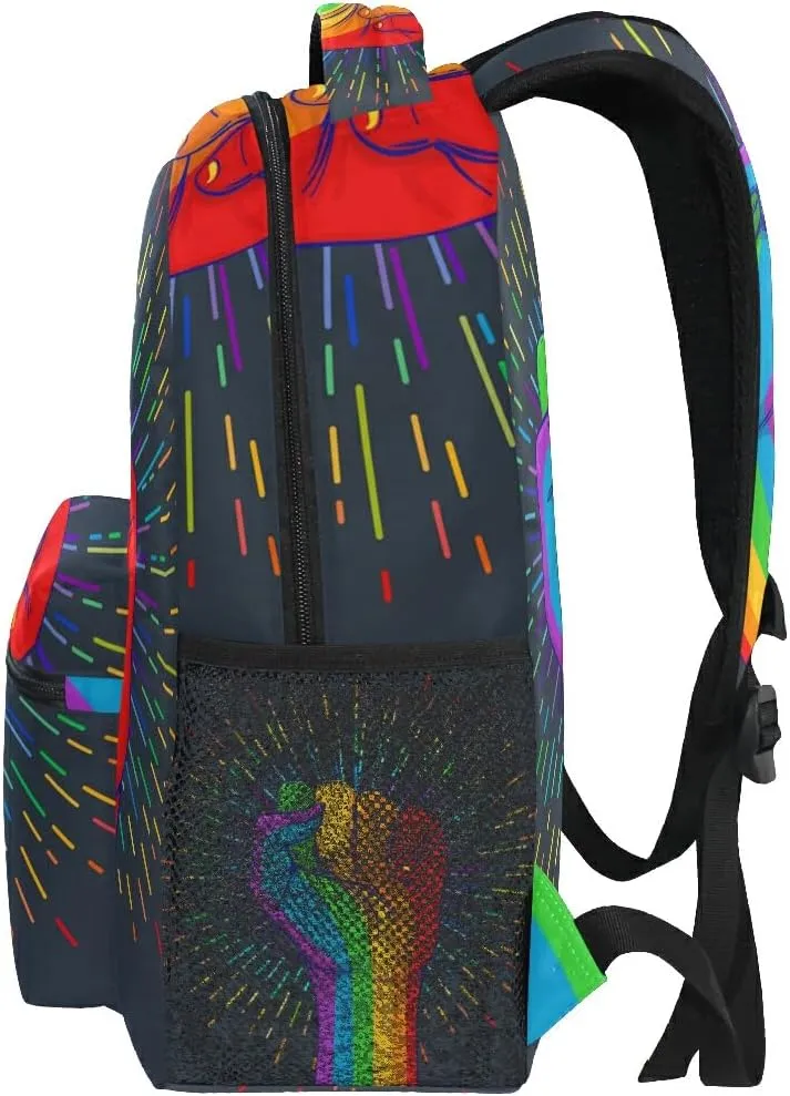 senya School Backpack Rainbow Fist Pride Teens Girls Boys Schoolbag Travel Bag