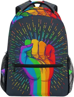 senya School Backpack Rainbow Fist Pride Teens Girls Boys Schoolbag Travel Bag