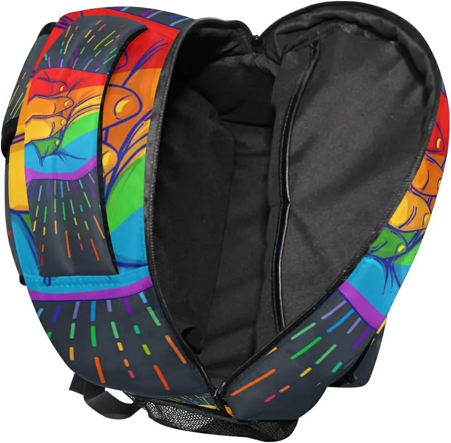 senya School Backpack Rainbow Fist Pride Teens Girls Boys Schoolbag Travel Bag