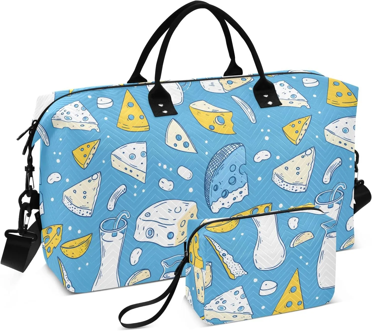 senya Weekender Bags Travel Duffel Gym Bag Cheeses Cottage Cream Cheese Milk Carry on Overnight Tote Bag with Toiletry Bag for Airplane Travel Trip Gym Yoga, g366812157p1006c1071s2442