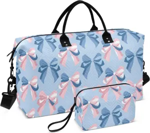 senya Weekender Bags Travel Duffel Gym Bag Ribbon Bow Sea Carry on Overnight Tote Bag with Toiletry Bag for Airplane Travel Trip Gym Yoga, g366836183p1006c1071s2442