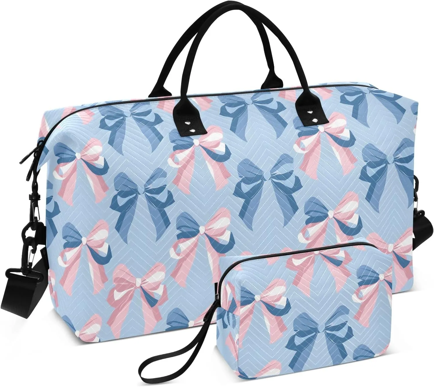 senya Weekender Bags Travel Duffel Gym Bag Ribbon Bow Sea Carry on Overnight Tote Bag with Toiletry Bag for Airplane Travel Trip Gym Yoga, g366836183p1006c1071s2442