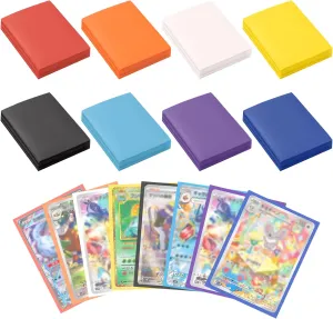 seOSTO Pack of 400 Card Sleeves, 0.1 mm Colours Card Protectors, 91 x 66 mm Sleeves, 8 Colours Card Sleeves, for Trading Cards, Game Cards Collection