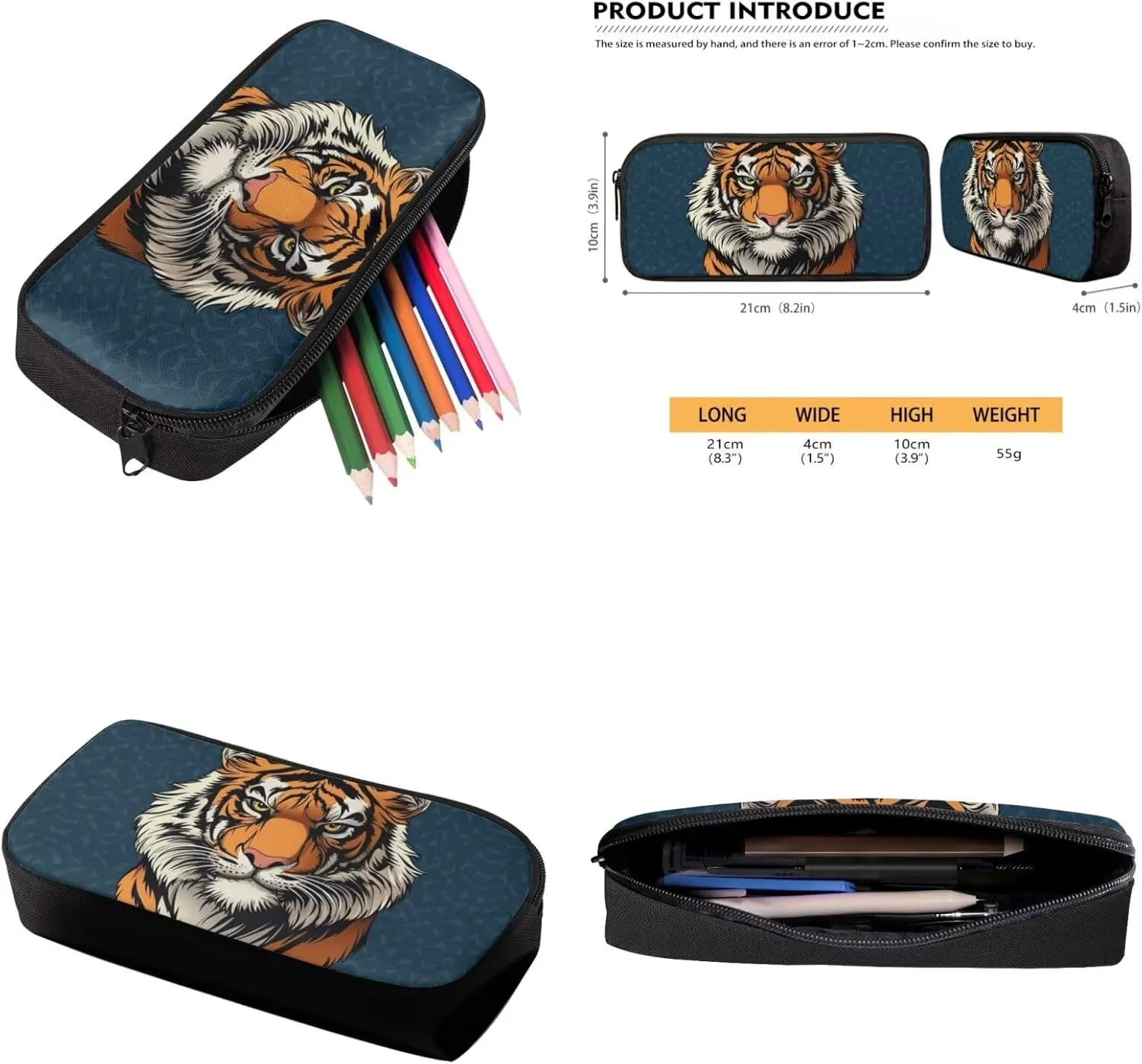 Serious Tiger Children'S Schoolbag Boys Primary School Boys Wear-Resistant 1Th Grade Large Capacity Shoulder Bag with Lunch Box Pencil Case Water Bottle Sleeve 4Pcs Set Bookbag