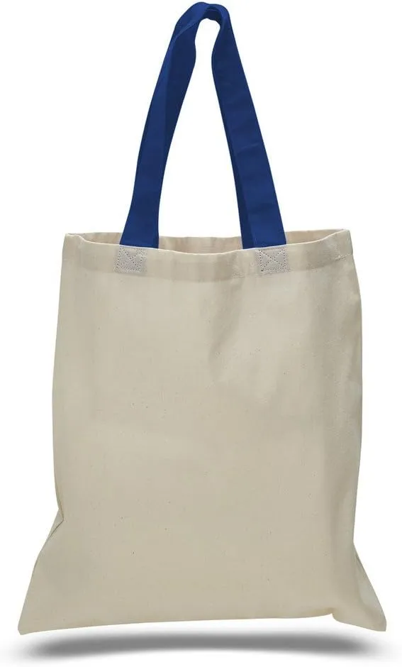 Set of 15- Cheap Cotton Tote Bags with Color Handles