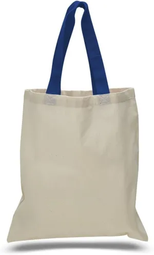 Set of 15- Cheap Cotton Tote Bags with Color Handles