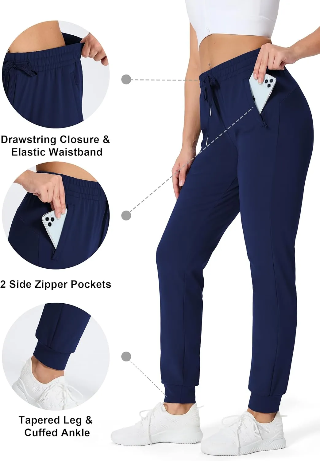 SEVEGO Women's 31"/33"/35" Inseam Tall Joggers Fleece Lined Sweatpants Water Resistant Thermal Athletic Running Pockets
