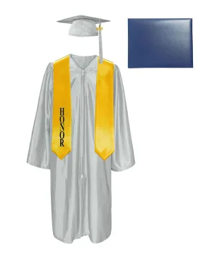 Shiny Cap, Gown, Tassel, Honor Stole 60” & Diploma Cover Package