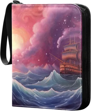 Ship Painting Card Binder, 400 Pockets Card Holder with 50 Sleeves, Sturdy Card Holder Folders for Game Cards & Sports Cards