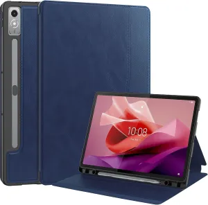 Shockproof Protective Case Premium Leather Flip Cover Tablet Case Compatible With Lenovo Tab P12/Tab Pad Pro 12.7 inch Case Sleep/Wake Function S Pen Holder, Book Style Protective Shell - Business Lea