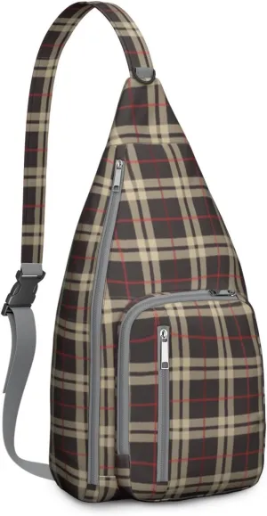 Shoulder Sling Crossbody Casual Chest Bag For Travel Sports Running,Backpack for Men & Women Lightweight Sports BagCrossbody Concealed Carry,Plaid Shoulder Bag Waterproof Chest Bag