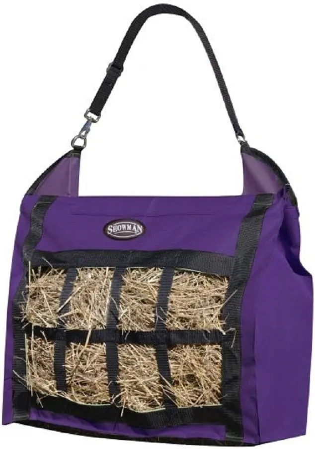 Showman Nylon Slow Feed Hay Tote Bag Heavy Duty and Durable Easy To Fill and Carry (Purple)