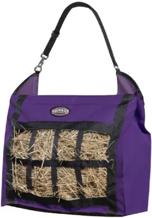Showman Nylon Slow Feed Hay Tote Bag Heavy Duty and Durable Easy To Fill and Carry (Purple)