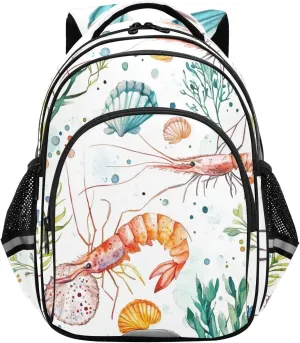 Shrimps Shells Seaweeds Backpack for Kids Elementary School Bag Boys Girls Bookbag Travel Backpack Daypack