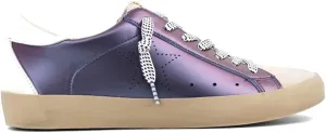 Shu Shop Womens Mia Metallic Lace Up Sneakers Shoes Casual - Purple