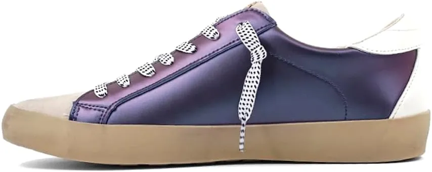 Shu Shop Womens Mia Metallic Lace Up Sneakers Shoes Casual - Purple