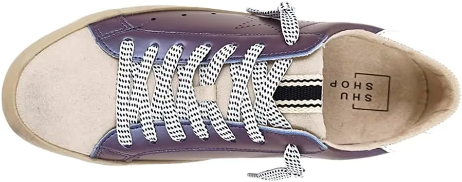 Shu Shop Womens Mia Metallic Lace Up Sneakers Shoes Casual - Purple