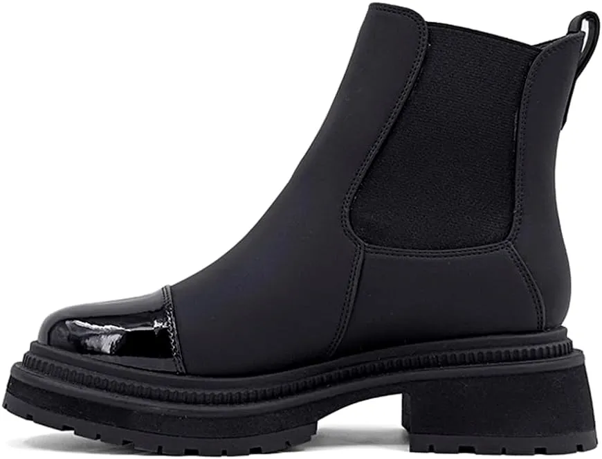 Shu Shop Womens Zeina Round Toe Chelsea Casual Boots Ankle Low Heel 1-2" - Black