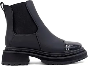Shu Shop Womens Zeina Round Toe Chelsea Casual Boots Ankle Low Heel 1-2" - Black