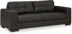 Signature Design by Ashley Luigi Modern Tufted Leather Match Sofa, Black