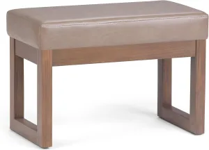 SIMPLIHOME Milltown 27 inch Wide Contemporary Rectangle Footstool Ottoman Bench in Ash Blonde Vegan Faux Leather, Assembled, For the Living Room and Bedroom