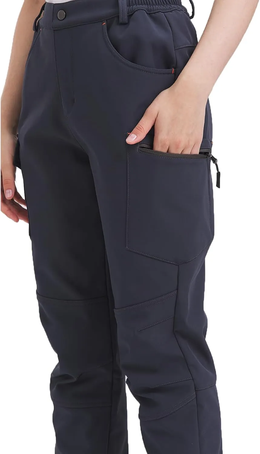 SKYROO Women's Winter Pants Fleece Lined Warm Pants for Hiking Outdoor Water Resistant Elastic Waist