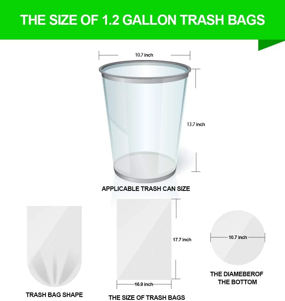 Small Clear Trash Bags – FORID 1.2 Gallon Garbage Bags 220 Count Wastebasket Bin Liners for Bathroom Bedroom Office Garbage Can - Durable & Thick Trash Bag - Thick & Durable Trash Bag