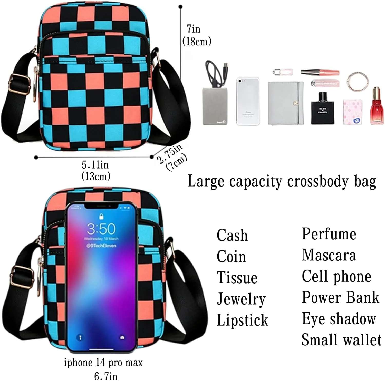 Small Crossbody Bags for Women Fashion Cell Phone Cross body Purses Mini Shoulder Bag Wallet Nylon Purse