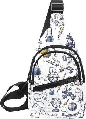 Small Sling Backpack Crossbody Sling Bag, Chest Bag Daypack, variety scientific education elements (1)